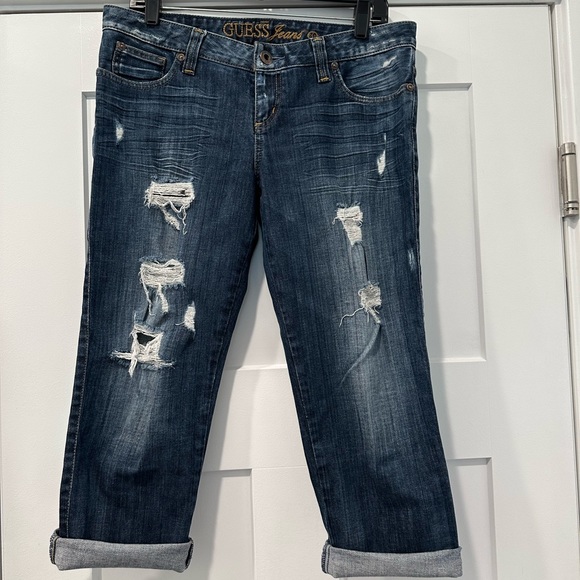 Guess Jeans Cropped Distressed Jeans Size 30 - Picture 1 of 4